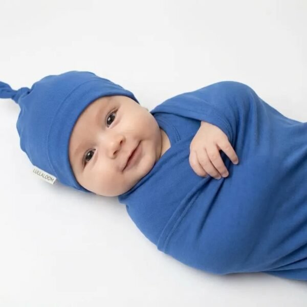 Bamboo Spandex Swaddle & Hat Set - Soft Loyal Blue