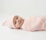 Baby Gift Set – SleepSuit, Swaddle & Hat (Beige) - Image 5