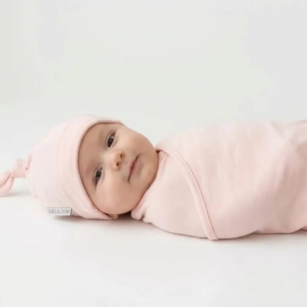 Bamboo Spandex Swaddle & Hat Set - (Blush Beige)