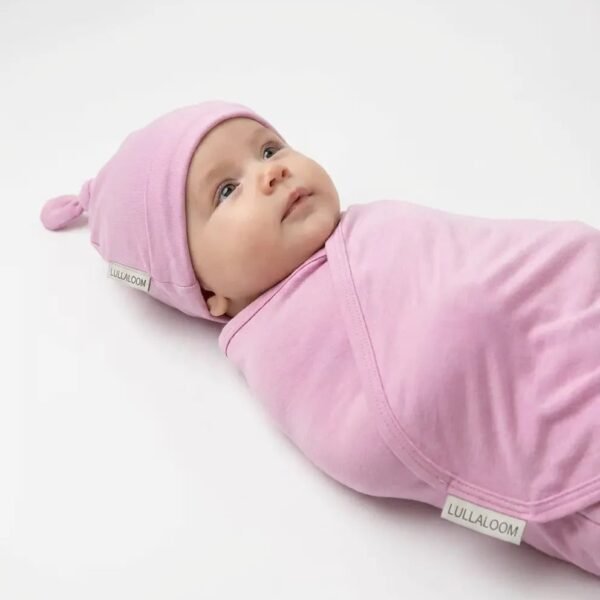 Bamboo Spandex Swaddle & Hat Set - Pink