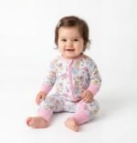Set Of 3 Bamboo Spandex Zipper Sleepsuits (For little girls) - Image 3